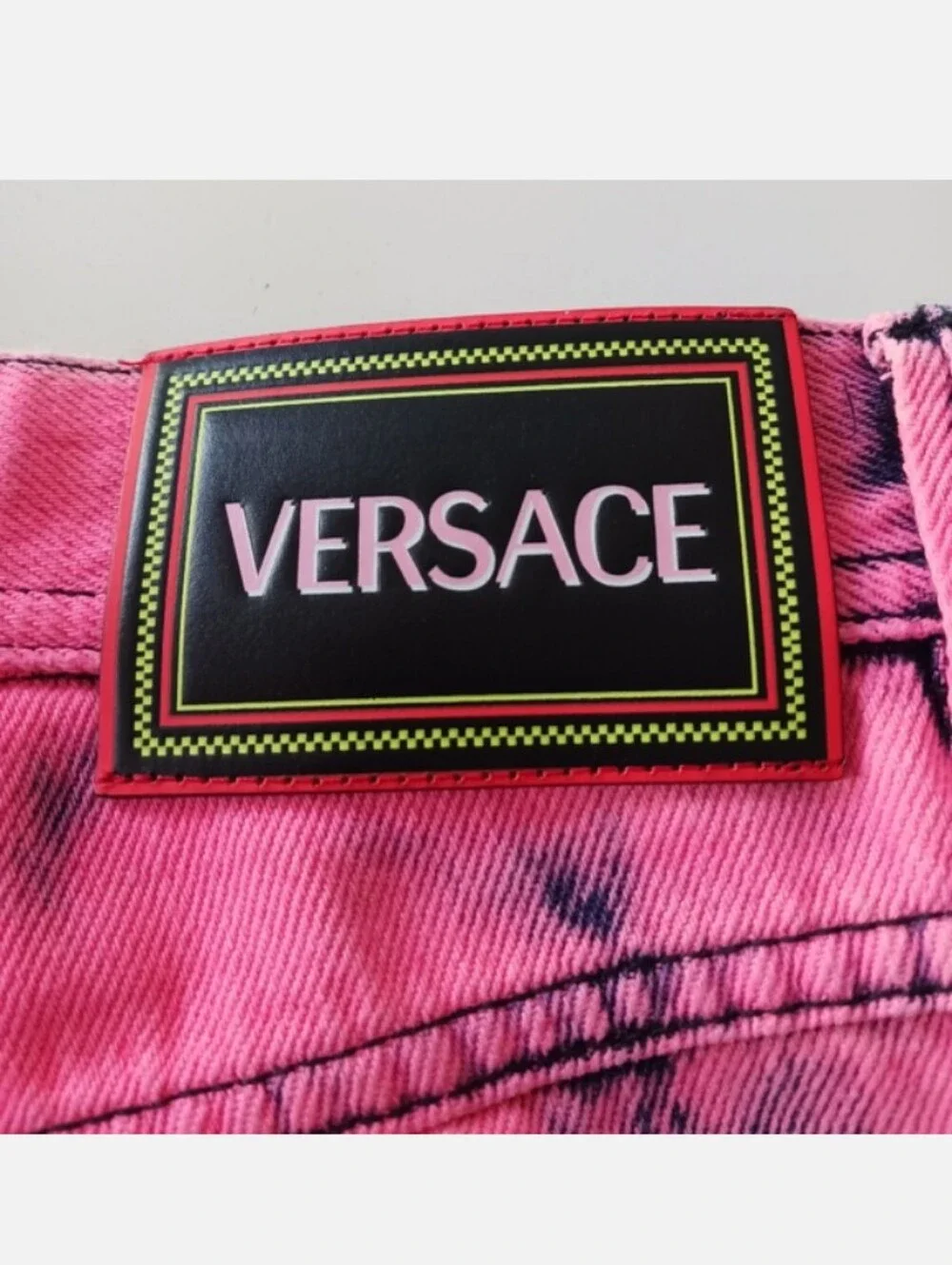 Versace Pink Denim Shorts Size 27